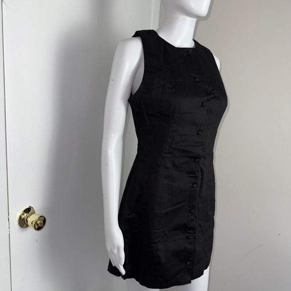 Commense Sleeveless Mini Dress Button‎ Front Fitted Party Cocktail Black Size L - Picture 8 of 17